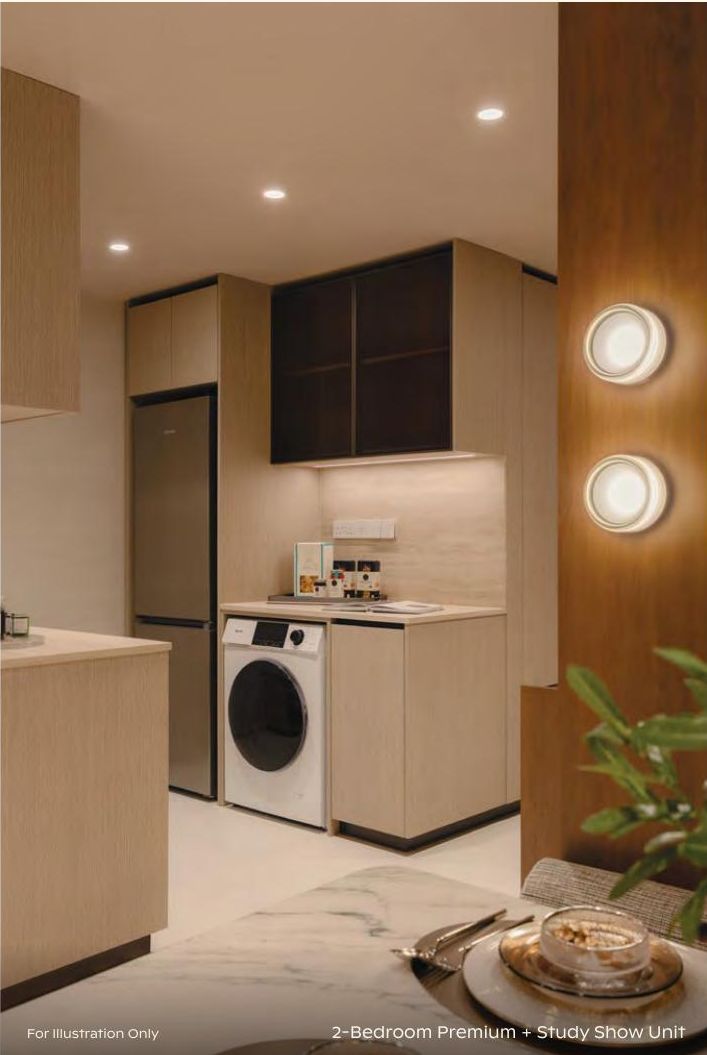 Artist's impression of a 2-bedroom show unit kitchen