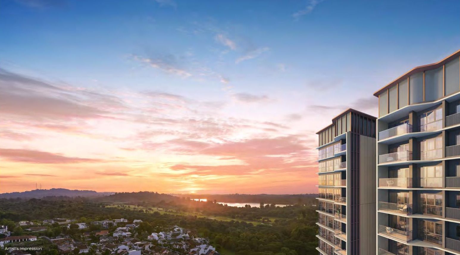 Artist's impression of a Thomson Reserve tower at sunset